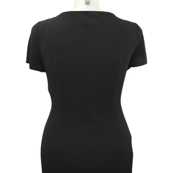 Vintage 90s Dressbarn Black Flutter Sleeve Dress Asymmetrical Hem Made in USA 12 - Picture 5 of 12